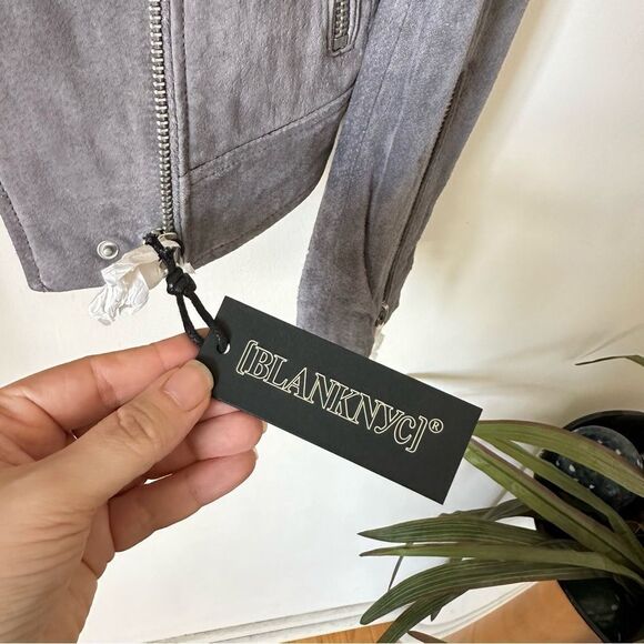 NWT Blank NYC Grey Suede Leather Asymmetrical Moto Jacket Size S - Picture 11 of 12